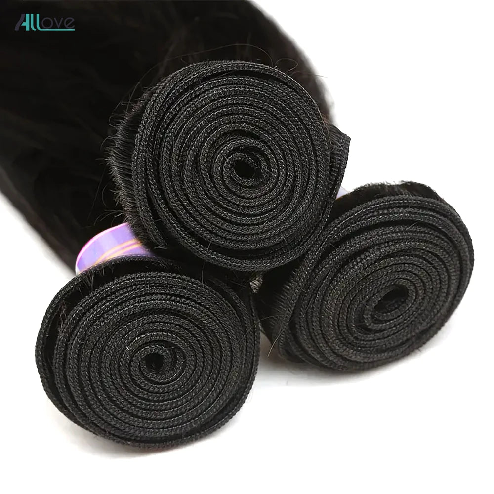 Allove Bundles Human Hair Bone Straight Bundles Brazilian Hair Weave Bundles 1/3/4 PCS 30 32 Inch Remy Hair Extensions For Women