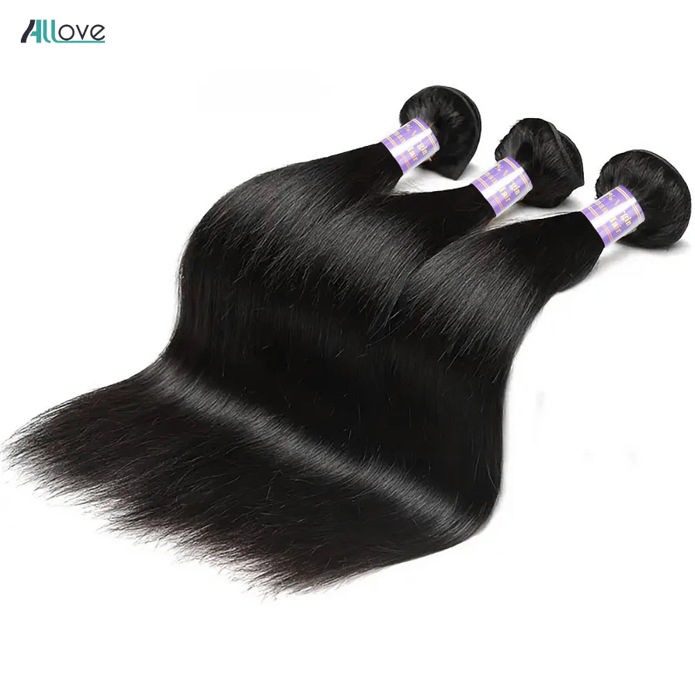 Allove Bundles Human Hair Bone Straight Bundles Brazilian Hair Weave Bundles 1/3/4 PCS 30 32 Inch Remy Hair Extensions For Women
